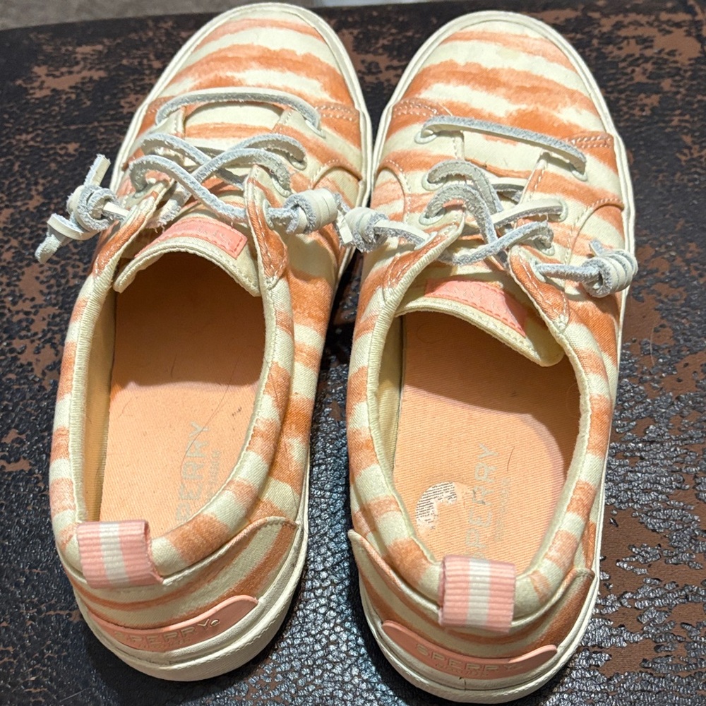 Sperry Sneakers in Orange and Cream Stripes